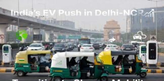 Electric auto-rickshaws operating on Delhi roads under new clean air and electric vehicle regulations