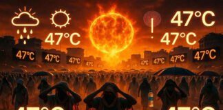 Delhi NCR Weather Update showing severe heatwave and yellow alert in Delhi