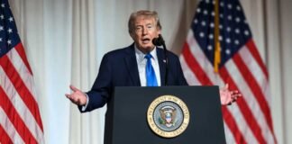 Donald Trump speaks about Iran nuclear negotiations outside the White House amid rising US-Iran tensions