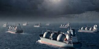 LNG tanker ship at sea amid global energy supply concerns