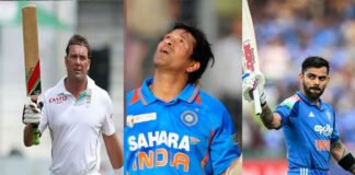 IMAGE ALT TEXT: Greatest Cricketers of the 21st Century featuring Jacques Kallis Sachin Tendulkar Virat Kohli and Muttiah Muralitharan