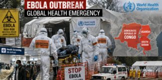 Health workers in protective suits responding to Ebola outbreak in Africa as India issues travel advisory