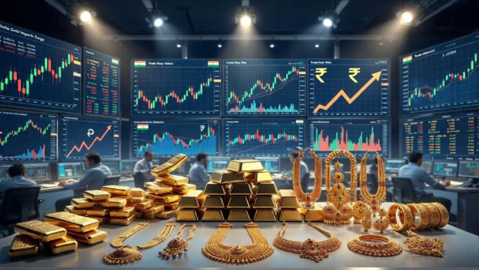 India Gold and Silver Imports Rise Sharply Despite Higher Duties Gold jewelry and silver bullion displayed in an Indian bullion market amid rising imports and higher government duties