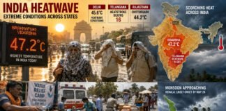 People struggling under extreme heat conditions during severe heatwave across India