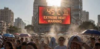 India weather update showing severe heatwave in North India and heavy rainfall in Northeast and South India