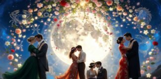 Romantic couple with zodiac signs and glowing astrological symbols representing love horoscope May 2 2026