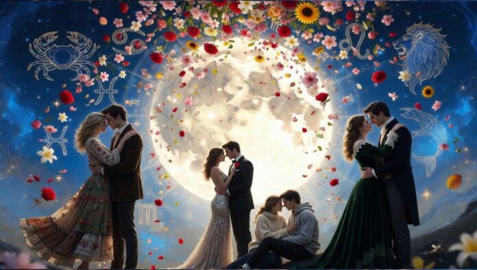 Love Horoscope Today May 5 2026 Romantic zodiac signs with glowing hearts representing love horoscope May 5 2026