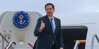 Marco Rubio arriving in Kolkata during his India diplomatic visit with security and official delegation