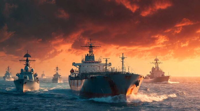 oil-tanker-strait-hormuz-gl Oil tanker passing through Strait of Hormuz amid geopolitical tensions affecting global oil prices