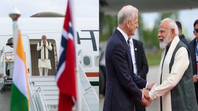 PM Modi Begins Historic Norway Visit After 43 Years Prime Minister Narendra Modi arrives in Oslo, Norway for historic India-Nordic Summit visit