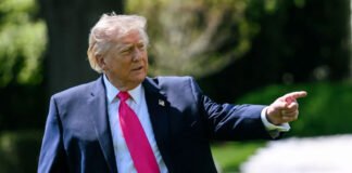 Donald Trump speaking about Iran’s enriched uranium and nuclear program during a White House address