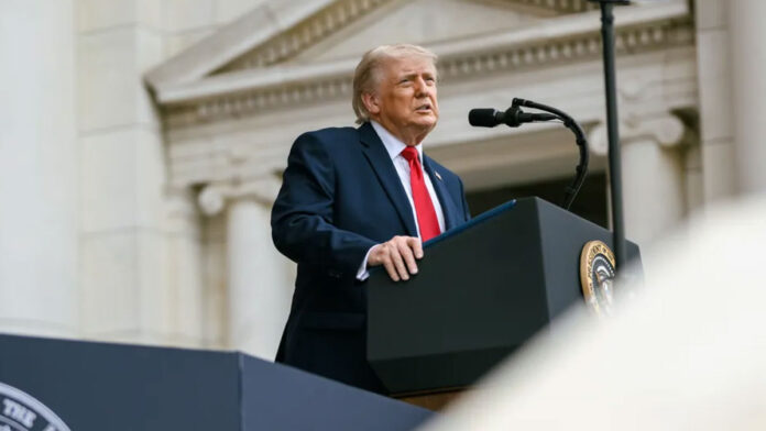 Donald Trump speaking during a White House cabinet meeting amid rising US-Iran tensions and Middle East crisis