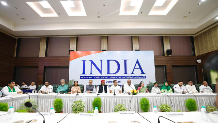 Leaders of opposition parties attending the INDIA Bloc Meeting in New Delhi while Tamil Nadu allies remain absent.