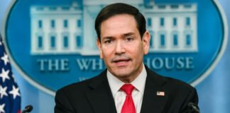 U.S. Secretary of State Marco Rubio speaks in Kuwait City during a regional tour aimed at reassuring Gulf allies as Washington continues negotiations with Iran.