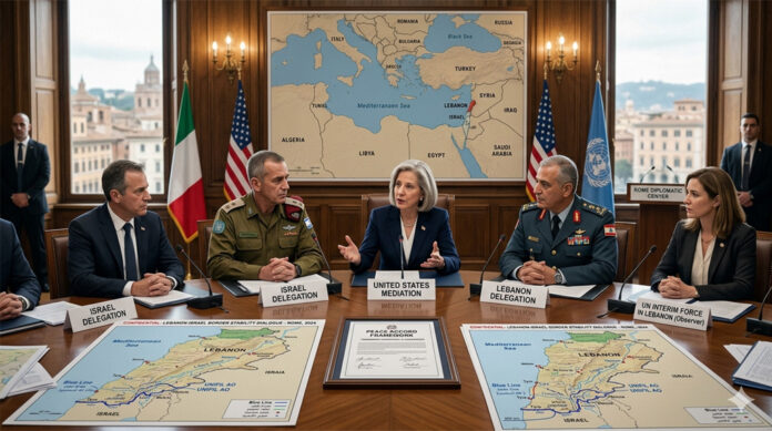 israel-lebanon-peace-talks- Israeli and Lebanese officials continue US-mediated negotiations in Rome aimed at advancing troop withdrawal and strengthening ceasefire implementation