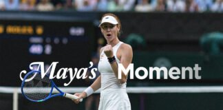 Australia's Maya Joint celebrates after upsetting Serena Williams in a dramatic Wimbledon singles match