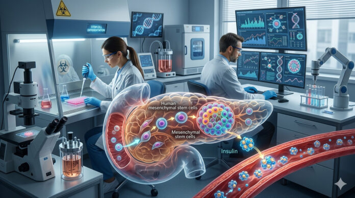 Stem Cell Therapy for Type 1 Diabetes Stem cell therapy restores insulin-producing beta cells in patients with Type 1 diabetes.
