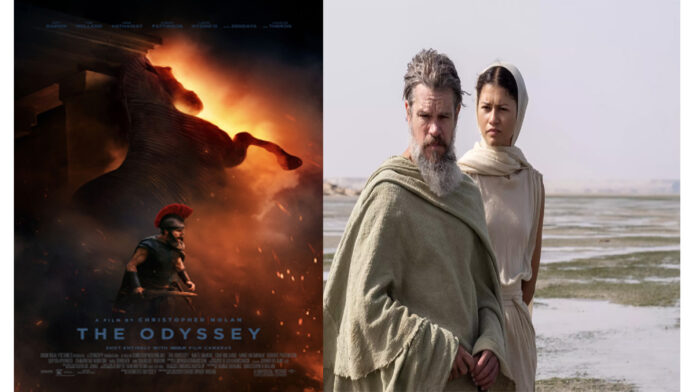 The Odyssey Review (2026) The Odyssey Review featuring an epic Greek hero sailing through stormy seas.
