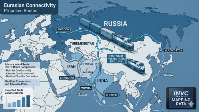 Proposed Russia-India Rail Link Route
