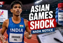 Asian Games Shock: India Runner Abhishek Pal Gets NADA Notice After Banned Substance Found in Sample