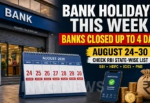 Bank Holidays This Week: Banks Closed Up to 4 Days From August 24–30 — Check Your State Before Visiting SBI, HDFC, ICICI or PNB