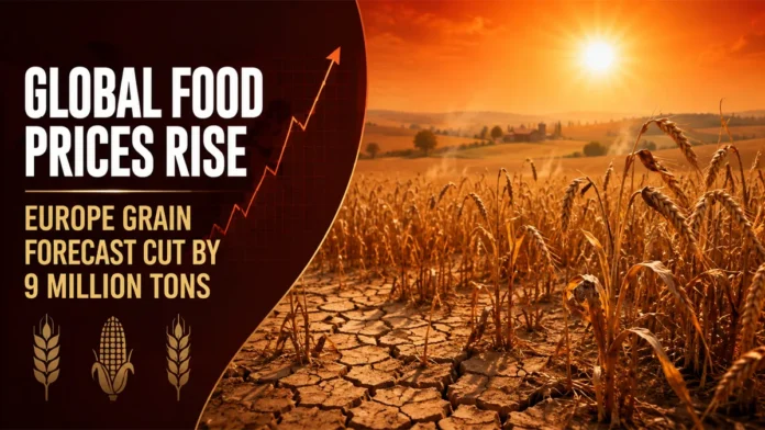 Global food prices rise as extreme heat cuts the European grain production forecast by approximately 9 million tons