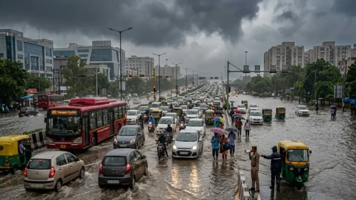 heavy-rain-delhi-ncr-flooding-traffic-weather-alert-august-2026