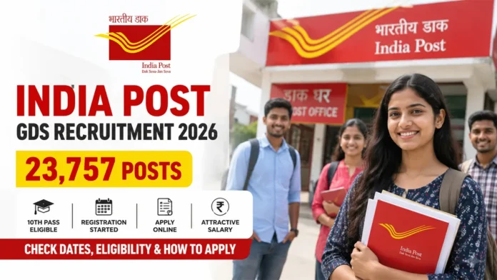 India Post GDS Recruitment 2026 23,757 Vacancies India Post GDS Recruitment 2026 registration for 23,757 BPM ABPM and Dak Sevak vacancies