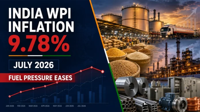 India wholesale inflation eases to 9.78% in July 2026 as fuel pressure moderates but food and manufacturing costs remain elevated