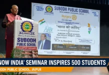From Chandrayaan-3 to Ancient Gurukuls: Jaipur Seminar Inspires 500 Students to Build a Stronger India Dr. P.M. Bhardwaj addressing the Know India seminar at Subodh Public School in Jaipur