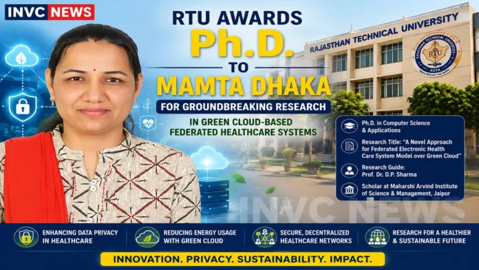 Mamta Dhaka RTU PhD Green Cloud Healthcare Research Mamta Dhaka receives Ph.D. from Rajasthan Technical University for green cloud federated healthcare research