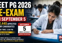 NEET PG 2026 Re-Exam on September 5: 2,445 Jaipur Candidates to Retake Test After Power Failure NEET PG 2026 re-exam September 5 for 2445 affected candidates in Jaipur