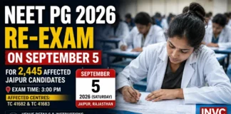 NEET PG 2026 re-exam September 5 for 2445 affected candidates in Jaipur