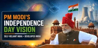 PM Modi Independence Day speech at the Red Fort highlighting semiconductors, self-reliance and India’s nuclear-energy ambitions.