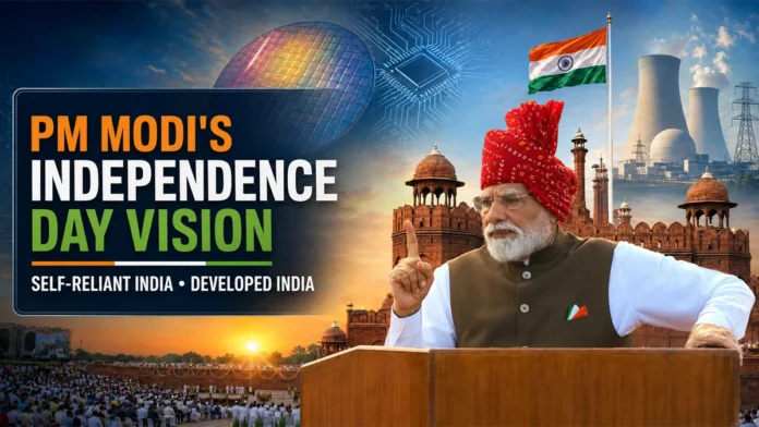 PM Modi’s Independence Day Vision for Self-Reliant India PM Modi Independence Day speech at the Red Fort highlighting semiconductors, self-reliance and India’s nuclear-energy ambitions.