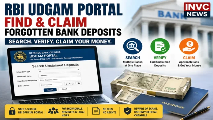 RBI UDGAM – Find Forgotten Bank Deposits RBI UDGAM portal guide for finding and claiming forgotten and unclaimed bank deposits in India