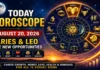 Today Horoscope August 20, 2026: Big Career Openings for Aries and Leo, Money Gains Likely for These Zodiac Signs
