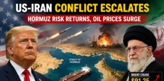 Trump Iran conflict escalates after US strikes Larak Island as Strait of Hormuz oil risks return