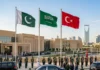 Turkey, Saudi Arabia, and Pakistan Set to Sign Joint Defense Pact, Fueling ‘Islamic NATO’ Speculation Flags of Turkey, Saudi Arabia, and Pakistan displayed alongside military personnel ahead of a proposed joint defense agreement.