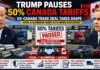 Trump Says US-Canada Trade Deal Reached, 50% Tariffs Paused as Steel and Aluminum Talks Continue