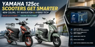 Yamaha RayZR 125 and Fascino 125 Fi Hybrid scooters with new colors and TFT navigation features in India