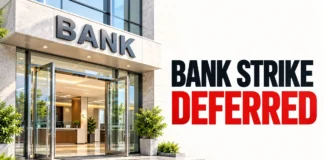 Representative illustration of a bank entrance for news about the deferred September 28–30 bank strike.