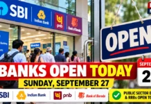 Banks Open Today September 27, 2026: SBI, Public Sector Banks and RRBs Working on Sunday Before 3-Day Strike