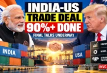 India-US Trade Deal 90% Complete: Final Talks Underway as Washington Signals Agreement Could Come Soon