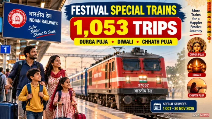 Indian Railways Festival Special Trains 2026 for Durga Puja Diwali and Chhath