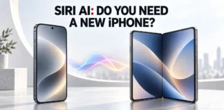 Concept illustration for an iPhone 18 Pro and foldable iPhone buying guide, showing phone silhouettes and an abstract Siri AI motif.