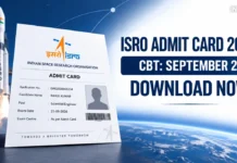ISRO Admit Card 2026 Released: Assistant, JPA, UDC and Stenographer CBT on September 21 — Centre Update and Exam Checklist