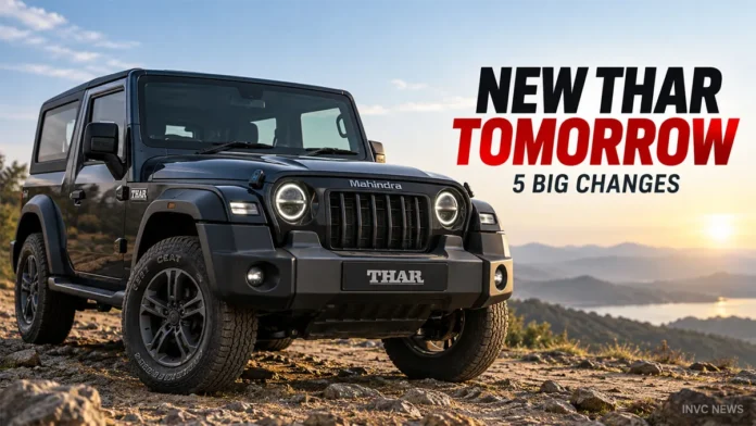Mahindra Thar Facelift 2026 Launch Tomorrow Mahindra Thar Facelift 2026 ahead of its September 22 India launch