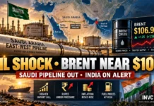 Saudi Oil Pipeline Outage Sends Brent Above $106: India Faces New Rupee, Inflation and Fuel-Price Risk