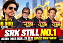 Shah Rukh Khan Loses ₹2,490 Crore but Remains India’s Richest Actor; Amitabh Surges, Salman Makes Entry